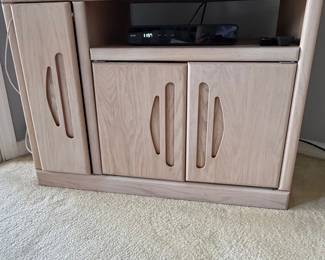 Light Oak Media Console with Curved Doors