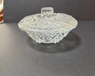 Vintage KIG Malaysia Clear Glass Candy Dish with Lid