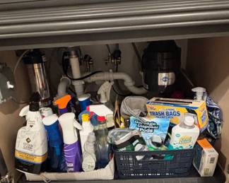 Assorted Under-Sink Cleaning Supplies and Accessories