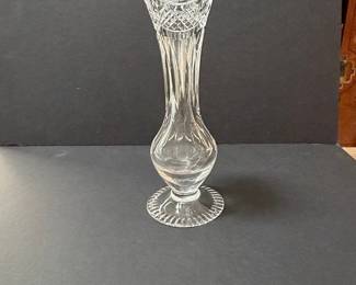Cut Crystal Vase with Etched Floral Design