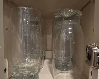 Set of Tall Tumbler Glasses with Swirled Bases