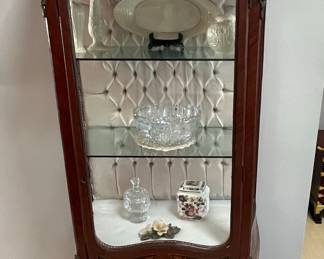 Antique French Louis XV Style Marquetry Vitrine Cabinet