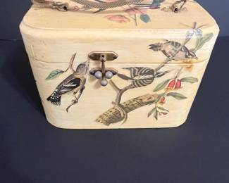 Vintage Bird and Floral Decoupage Vanity Case