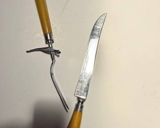 Vintage Carving Set with Honey Bakelite Handles