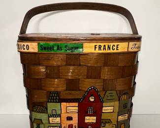 Vintage Caro Nan Hand-Painted Travel Basket