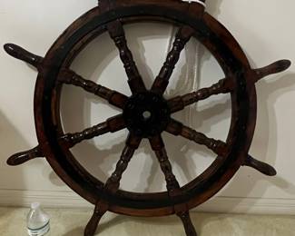Decorative Wooden Ship's Wheel with Rope Accents