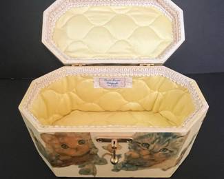 Annie Laurie Originals Decoupage Octagon Wooden Musical Trinket Box