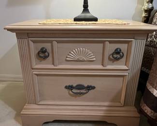 Vintage Fan-Carved Nightstand