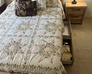 Modern Farmhouse Style Wood Bed Frame with Storage