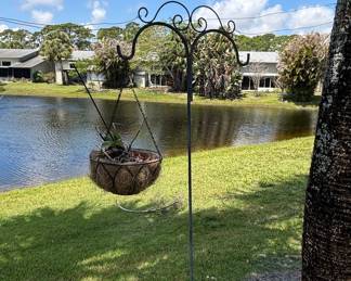 Wrought Iron Shepherd Hook with Hanging Basket