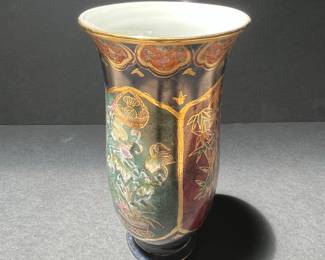 Satsuma Vase with Gilded Floral and Bamboo Motifs