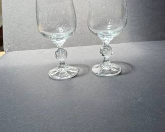 Claudia Bohemia Crystal Wine Glasses with Faceted Stem