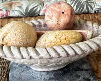Vintage Terracotta Fruit Bowl with Faux Fruit