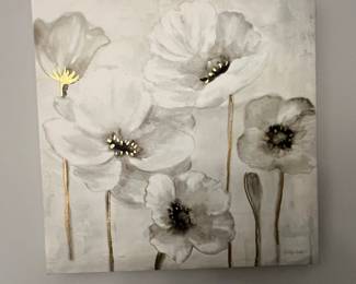 Abstract Floral Artwork with Gold Accents