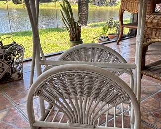 Vintage White Wicker Magazine Rack