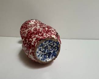 Hand-Painted Italian Ceramic Vase with Floral Appliques