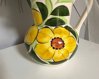 Vintage Relpo Hand-Painted Ceramic Pitcher with Yellow Flowers