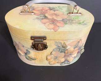 Vintage Decoupage Floral Jewelry Box Purse