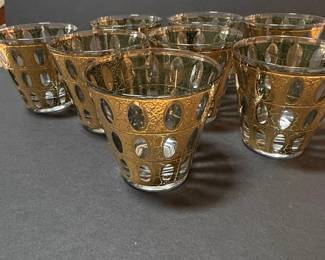 Set of 10 Vintage Culver Pisa Gold Overlay Glasses