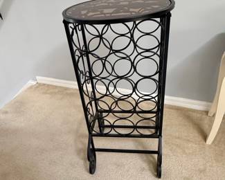 Wrought Iron Wine Rack Table with Glass Top by Arthur Umanoff
