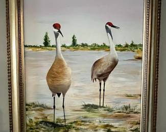 Sandhill Cranes Oil Painting