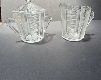 Anchor Hocking Wexford Sugar Bowl and Creamer Set