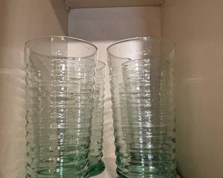 Vintage Anchor Hocking Green Ribbed Tumblers
