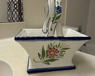 Hand-Painted Ceramic Basket by RCCL of Portugal