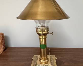 Brass Orient Express Paris Istanbul Table Lamp with Claw Feet