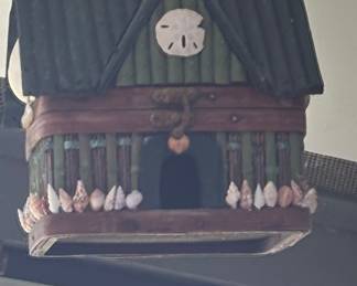 Nautical Themed Decorative Birdhouse with Seashells and Sand Dollar