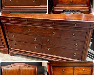 Deal of the week! Complete Bedroom Set $395- headboard, footboard side, rails,  queen mattress, nightstand, chest of drawers, and dresser all for one price (individual photos follow)