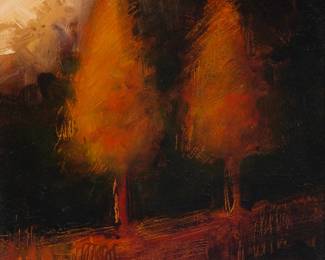 96 Barry Masteller (b. 1945) "Earth and Sky #50," 1995 Oil on panel Signed lower left: Barry Masteller; signed again, titled, and dated, all verso 9" H x 9" W Estimate: $300 - $500