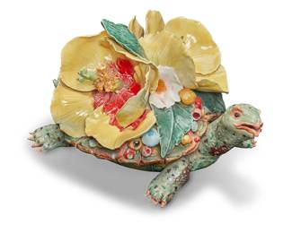  44 George Alexander (b. 1940) Turtle with flowers Glazed ceramic Unmarked 8.875" H x 11" W x 13.5" D Estimate: $200 - $400