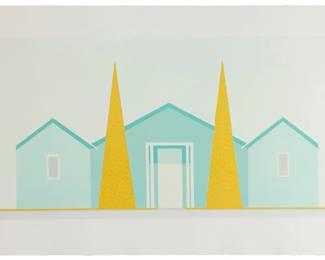 124 Salomon Huerta (b. 1966) "Untitled (House)," 2002 Lithograph in colors on wove paper A bon à tirer impression, aside from the edition of 75 Signed with the artist's initial and inscribed "B.A.T.," both in pencil in the lower margin: H; Cirrus Editions, Los Angeles, CA, pub. with their blindstamp in the lower left margin corner, and their black ink stamp and pencil work number, 620C-SH02, both verso Image: 15.125" H x 36" W; Sheet: 20.75" H x 41.125" W Estimate: $400 - $600
