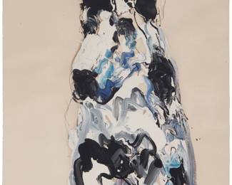 135 Theodore Waddell (b. 1941) Portrait of Bauhaus, 1984 Oil and crayon on cream paper Signed and dated in pencil, lower right: T. Waddell 84 Sheet: 26" H x 19.75" W Estimate: $1,000 - $2,000