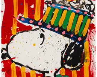 332 Tom Everhart (b. 1952) "Why I Don't Wear Hats" Lithograph in colors on paper Edition: 24/350 Signed in ink and numbered in pencil in the lower corners: Everhart; S2 Editions Atelier, New York, NY, pub., with their blindstamp lower left Image/Sheet: 30" H x 22.5" W Estimate: $800 - $1,200