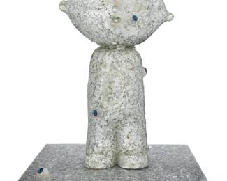 394 Ed Kornelis (20th/21st Century) Figure Fiberglass, silver foil, and plastic eyeballs, on conforming wood base Unmarked Figure: 23.5" H x 14.75" W x 8" D; Base: 2" H x 20.75" W x 17.75" D Estimate: $300 - $500