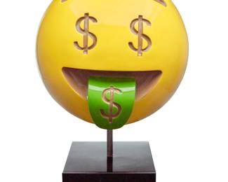 380 Matthew Lapenta (b. 1985) Money Face Emoji, 2020 Enameled bronze on composite base Unsigned Overall: 17.75" H x 11.625" W x 11.75" D Estimate: $200 - $300