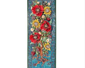 40 George Alexander (b. 1940) Ceramic wall hanging Glazed ceramic Unmarked 67.5" W x 23.5" H x 7.75" D Estimate: $500 - $700