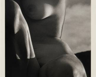 166 Ruth Bernhard (1905-2006) "Rockport Nude," 1974 Platinum palladium print on paper From the edition of 25; possibly printed later Signed in pencil on the mount in the lower left: Ruth Bernhard; Debra Heimerdinger/Fine Art Photographs, San Francisco, CA, likely pub. Image: 13.625" H x 8.75" W; Sight: 14.75" H x 9.75" W Estimate: $600 - $800