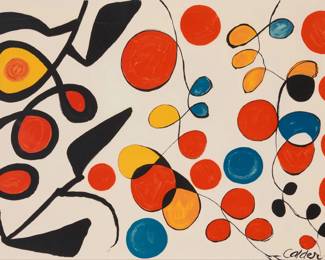 1 Alexander Calder (1898-1976) "Spring Carnival," 1969 Lithograph in colors on paper From the edition of unknown size Signed and dated in the image: Calder 69; unnumbered, as issued; Collector's Guild Ltd. New York, NY, pub. Sight: 17.5" H x 25" W Estimate: $500 - $700