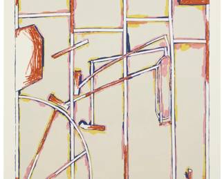 192 Craig Kauffman (1932-2010) Untitled, State II, 1980 Six-color lithograph and screenprint printed in six runs from five aluminum plates and one screen on off-white Copperplate Deluxe paper A bon à tirer impression (aside from the Cirrus proofs, Artist's proofs, Printer's proofs and the numbered edition of 15) Initialed, dated, and inscribed "BAT" in pencil in the lower margin: CK81; Cirrus Editions, Los Angeles, CA, prntr./pub., with their blindstamp in the lower left margin corner, and their black ink copyright stamp and pencil work number, 299c-CK80 / St.II, on the verso of the same margin corner Image: 39.125" H x 26.625" W; Sheet: 42.5" H x 29.75" W Estimate: $300 - $500