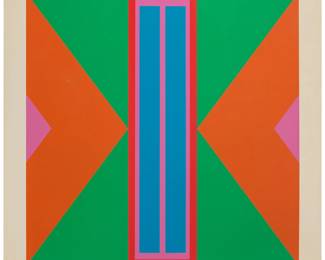 219 Willy Müller-Brittnau (1938-2003) "Se 12," 1964 Screenprint in colors on paper Edition: 57/100 Signed, titled, dated, and numbered in pencil in the lower margin: W. Müller-Brittnau 1964 Image: 23.625" H x 23.625" W; Sheet: 27.5" H x 27.5" W Estimate: $500 - $700