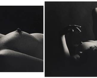 163 Leonard Nimoy (1931-2015) Two untitled nudes Two works:  Nude, 1997 Edition: 11/25 Gelatin silver print on paper Signed, dated, numbered, and inscribed "20-27," in pencil, verso: Nimoy '97 Image: 8.5" H x 10.625" W; Sheet: 11" H x 12.875" W  Nude, 1998 Edition: 7/25 Gelatin silver print on paper Signed, dated, numbered, and inscribed "41-15A" in pencil, verso: Nimoy '98 Image: 9.5" H x 11.5" W; Sheet: 11" H x 14" W Estimate: $400 - $600