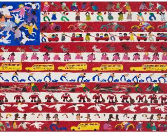 329 Woodie Long (b. 1942) Flag composition, 1996 Acrylic on canvas Signed and dated lower right: Woodie 96 30" H x 40" W Estimate: $1,000 - $1,500