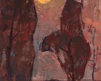 89 Sergei Bongart (1918-1985) Figure walking on a path in moonlight Oil on canvas Signed upper left: Sergei Bongart 36" H x 24" W Estimate: $500 - $700