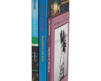 317 Three Signed First Edition hardcover art books Three works:  Ed Templeton (b. 1972) "Hairdos of Defiance," 2018 Templeton, Ed. "Hairdos of Defiance." Los Angeles: Deadbeat Club, 2018 Signed First Edition of 1,500 plus 20 special edition copies Signed and Inscribed with drawing 9" H x 6.875" W x 0.625" D  Ari Marcopoulos (b. 1957) "Transitions and Exits," 2000 Marcopoulos, Ari. "Transitions and Exits." New York: Powerhouse Books, 2000 Signed First Edition Signed and dated '2005' on a photograph affixed to half title and again to same page 11.375" H x 9" W x 0.875" D  Amy Sherald (b. 1973) "Amy Sherald: American Sublime," 2024 Sherald, Amy. "Amy Sherald: American Sublime." San Francisco Museum of Modern Art, 2024 Signed and Inscribed First Edition 12.25" H x 9.75" W x 0.875" D  3 pieces Estimate: $300 - $500