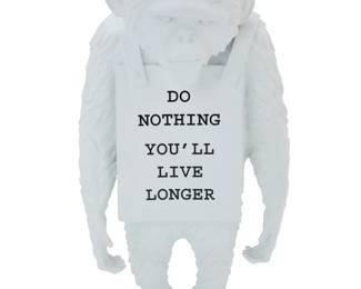 346 Banksy (b. 1974) x Brandalism x Medicom Monkey Sign - Do Nothing You'll Live Longer (white), 2019 Polystone From the edition of 600 Printed to base underside: © MMXIX Full Colour Black Ltd / MEDICOM TOY / 2019 / CHINA 13.75" H x 7.375" W x 6.125" D Estimate: $200 - $400