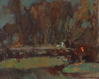 92 Sergei Bongart (1918-1985) Cabin near a lake at dusk Oil on canvas Signed lower left: Sergei Bongart 30" H x 36" W Estimate: $700 - $900