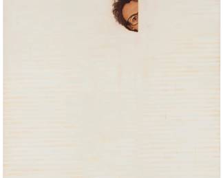 230 Keith Holhoch (20th/21st Century) Peeking figure, 1992 Oil on canvas Signed and titled in pencil, verso: Keith Holhoch / 1992 72" H x 48.25" W Estimate: $600 - $800